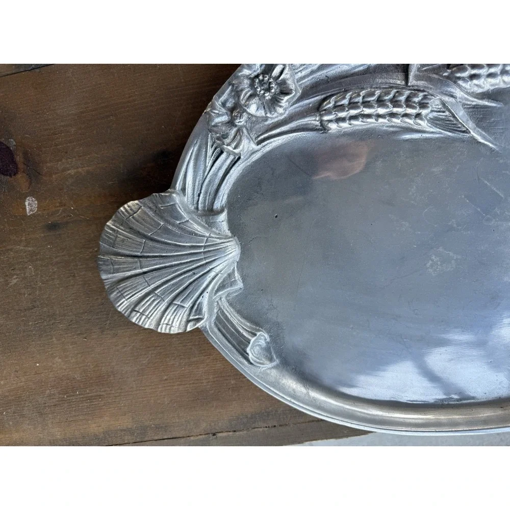 Vintage Arthur Court 1986 Scallop Shell Serving Platter Aluminum Serving Tray